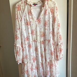VINCE CAMUTO Floral Mini Dress - White and Pink - Medium